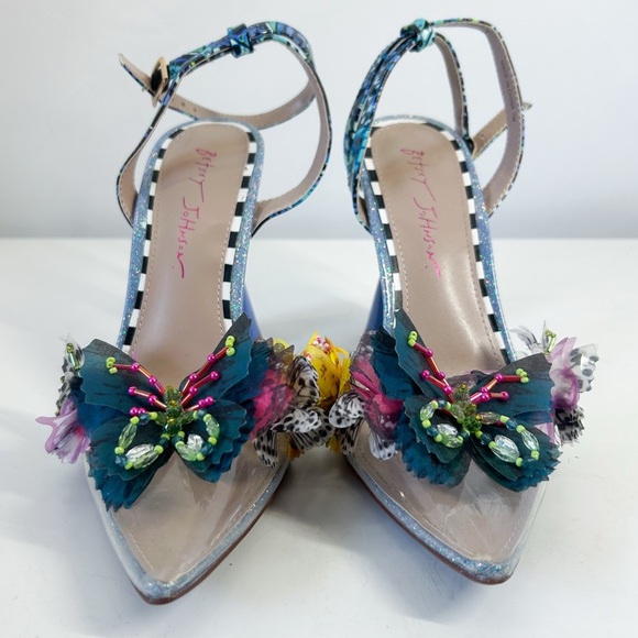 Betsey Johnson Nadya Blue 3D Butterfly Embellished Heels Size 7 - Picture 3 of 7